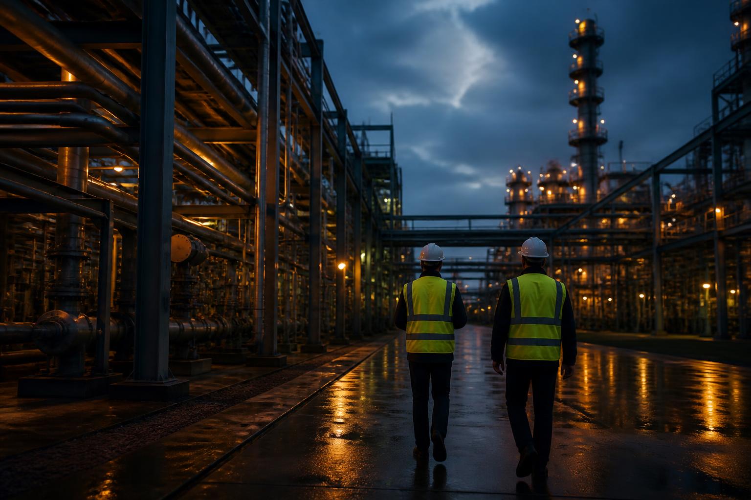 Engineers commissioning industrial process equipment