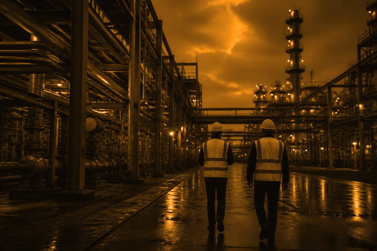 Engineers commissioning industrial process equipment